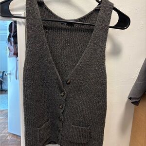 Gray Knit Button-Up Vest